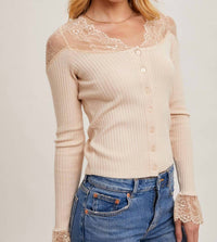 Bluivy - Kallie Lace Trimmed Knit Top