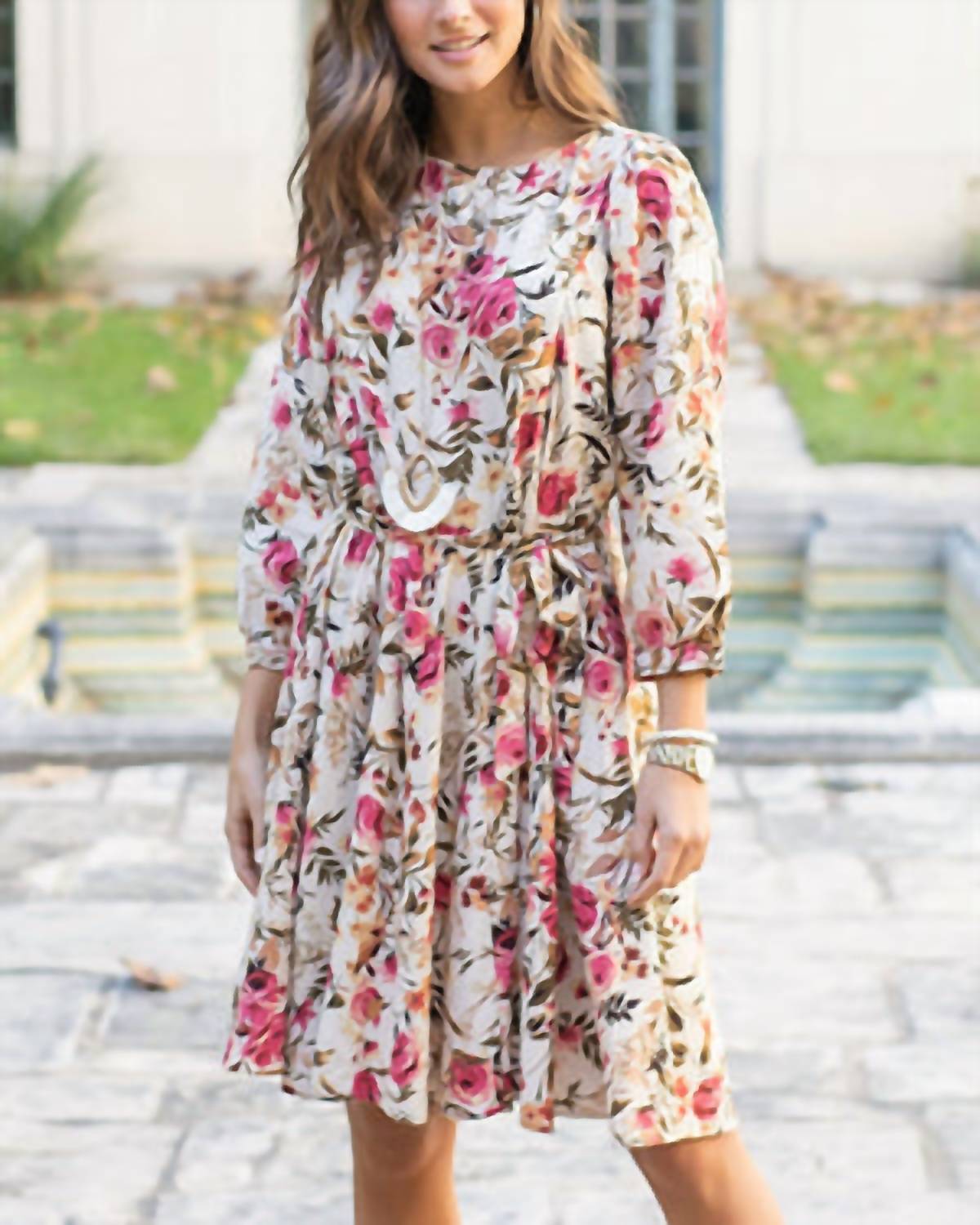 Grace and Lace Milana Floral Mini Dress in multi - women's dress - detail view
