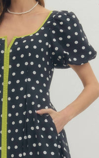 Entro - Short Sleeve Polka Dot Midi Dress