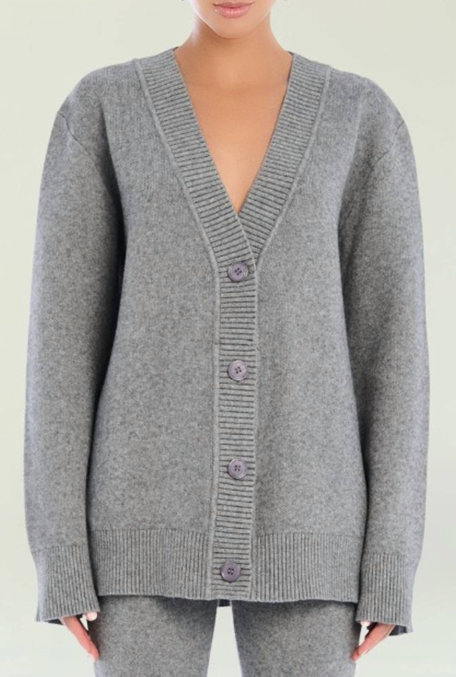 SER.O.YA Denise Cardigan in medium grey - women's cardigan
