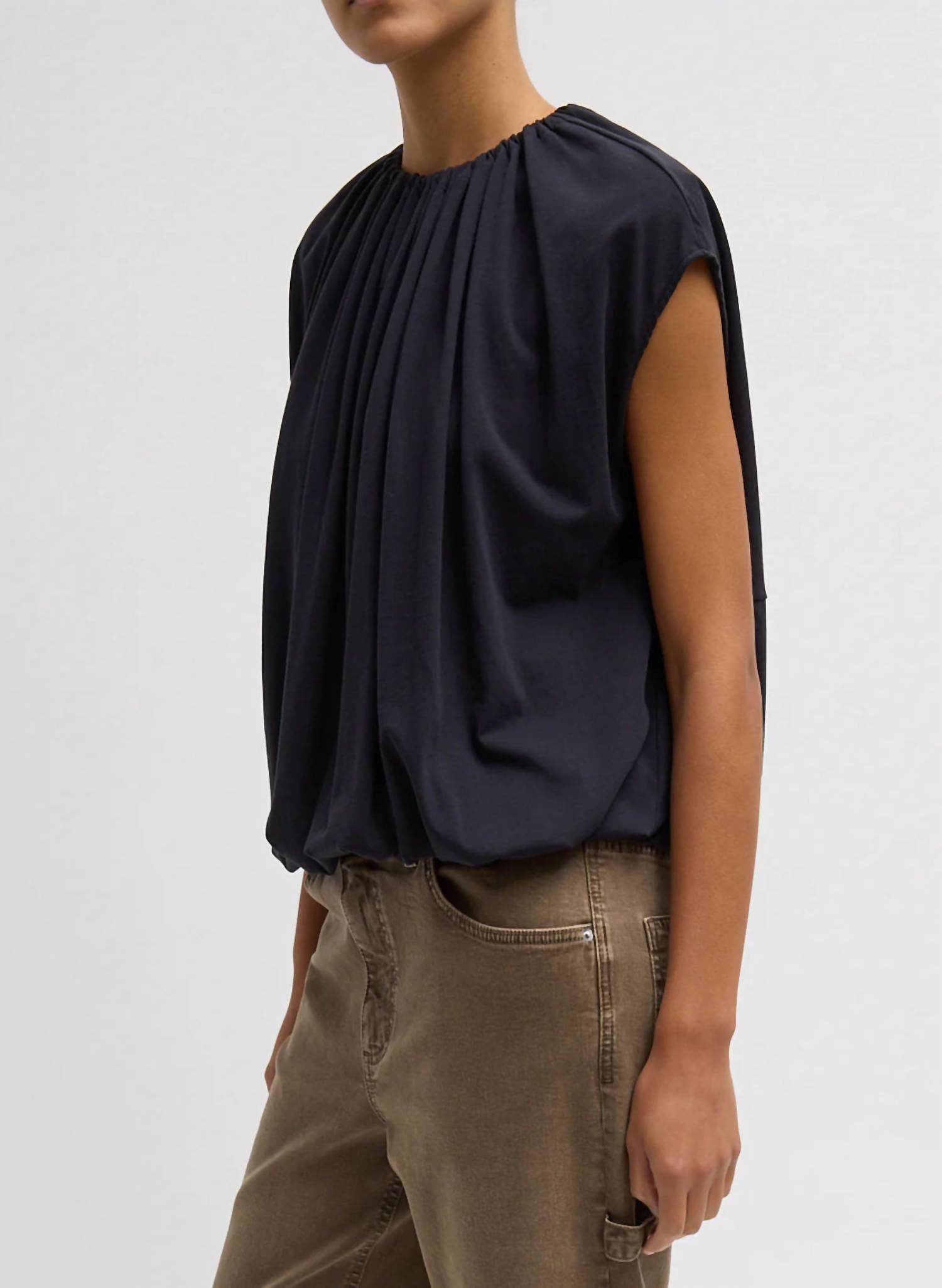 Tibi - Shirred Neck Circular T-shirt