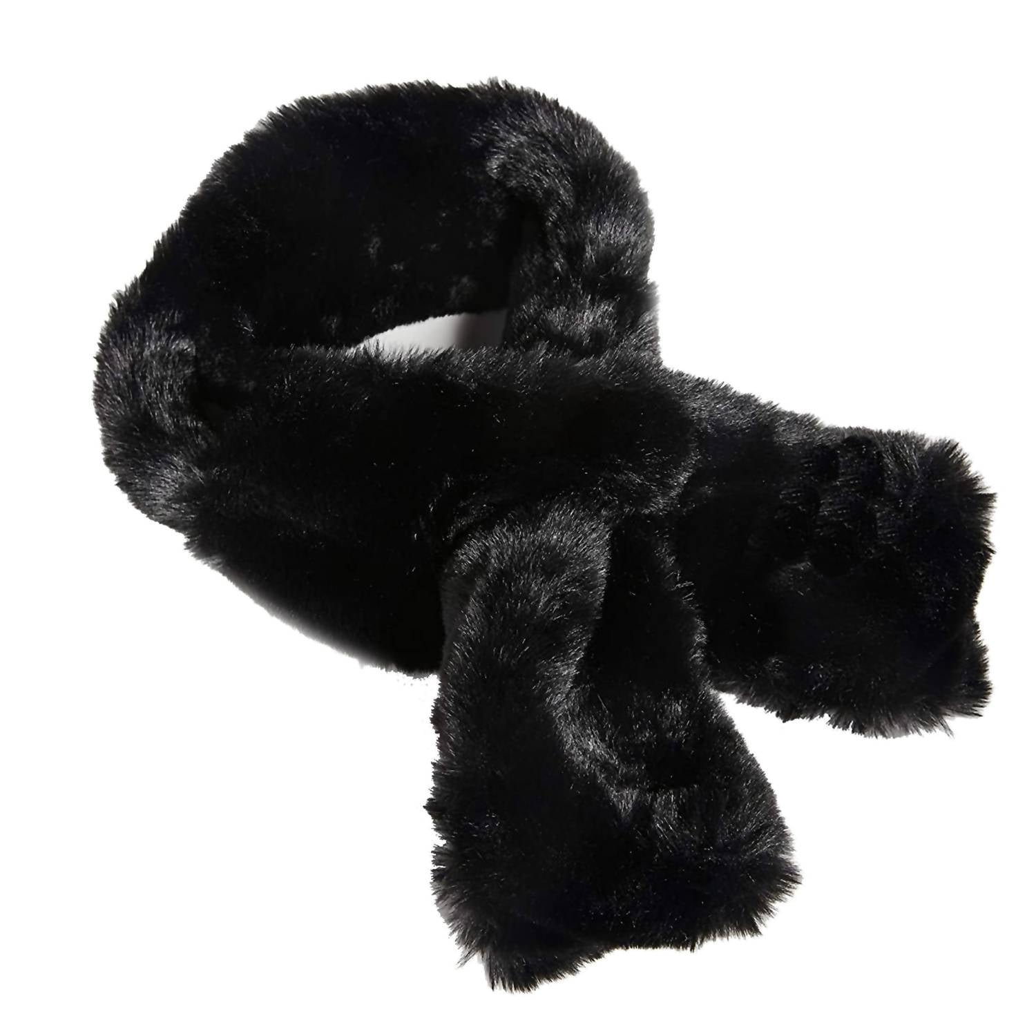 Faux Fur Pull Through Scarf and Mitten Set