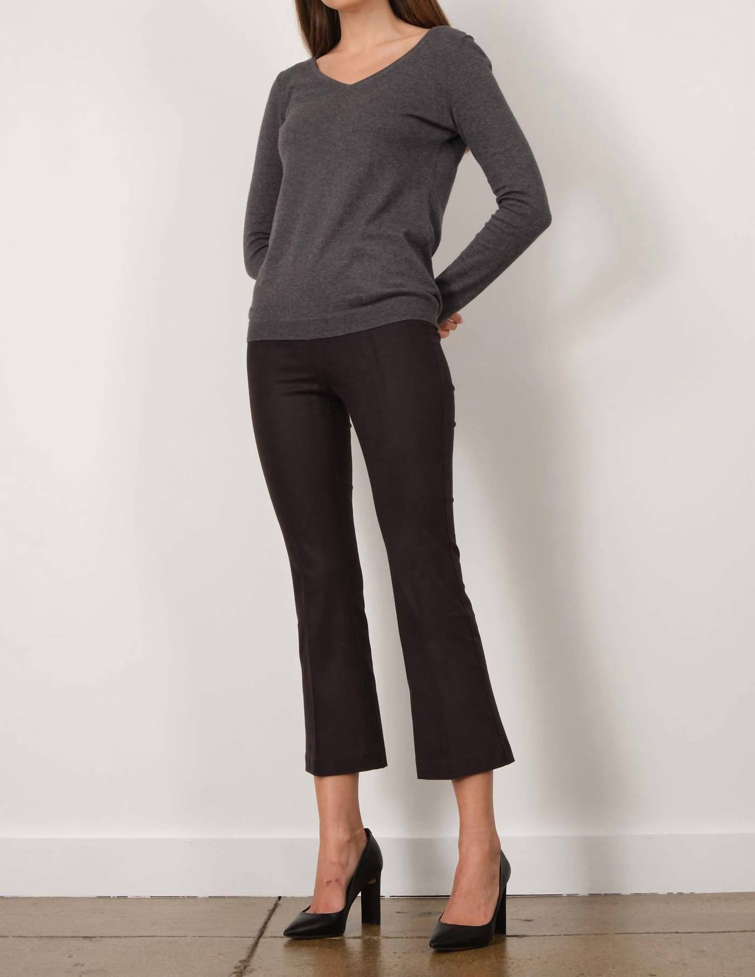 Avenue Montaigne Leo Flare Cut Pants in flannel raisin - women's pants