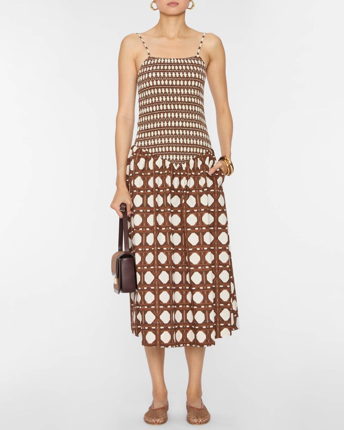 Misa Los Angeles Roxie Midi Dress in choco rattan pop mix - women's dress