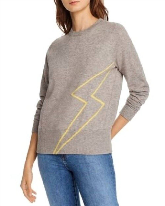 Aqua - X Madeleine Thompson Lightning Bolt Heather Crewneck Sweater