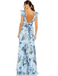 Mac Duggal - Floral Flutter Sleeve Chiffon Gown