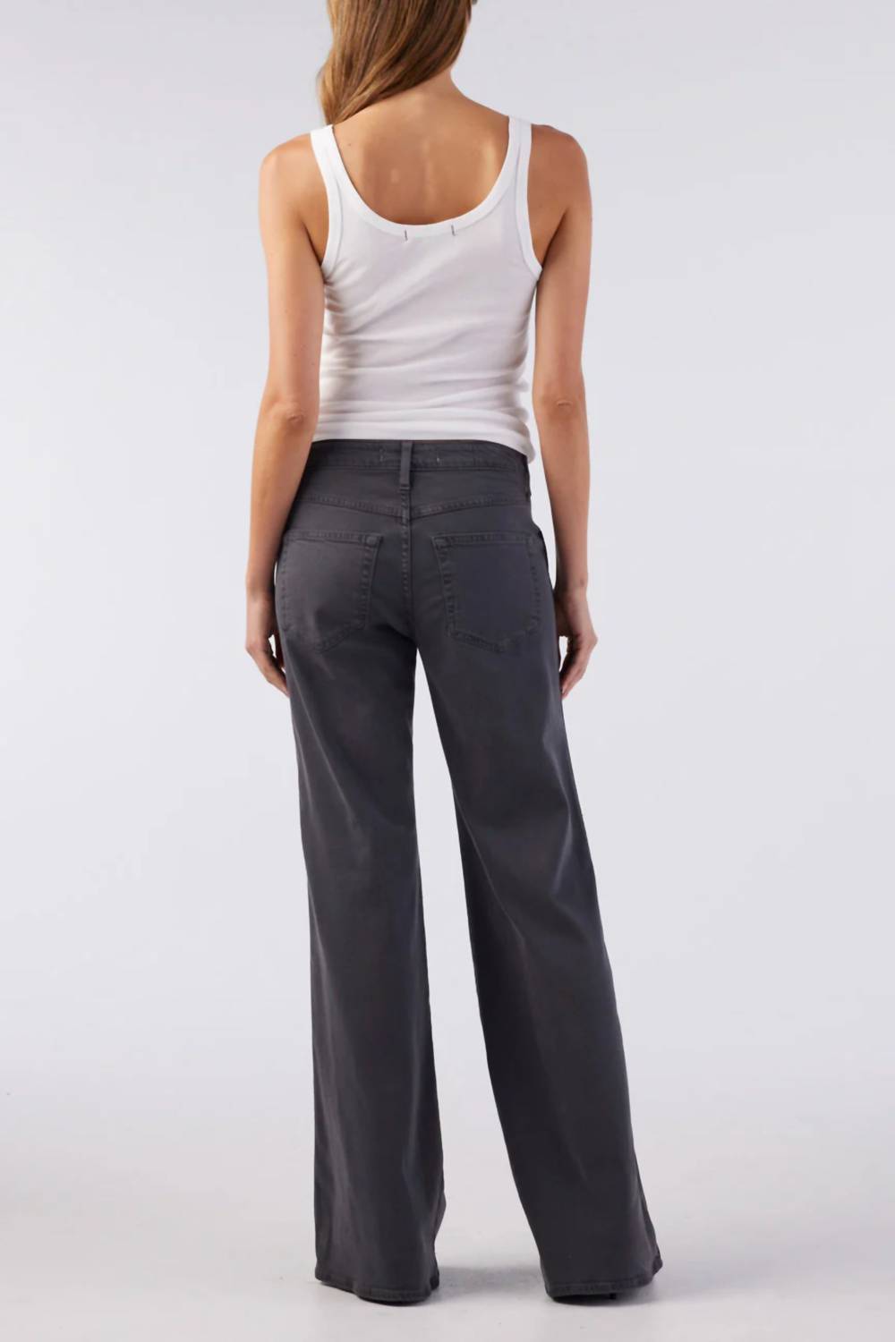 AMO Women's Elizabeth Flare Pant in pewter - women's jeans - detail view
