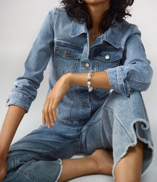 Joseph Ribkoff - Light Blue Fitted Studded Jean Jacket