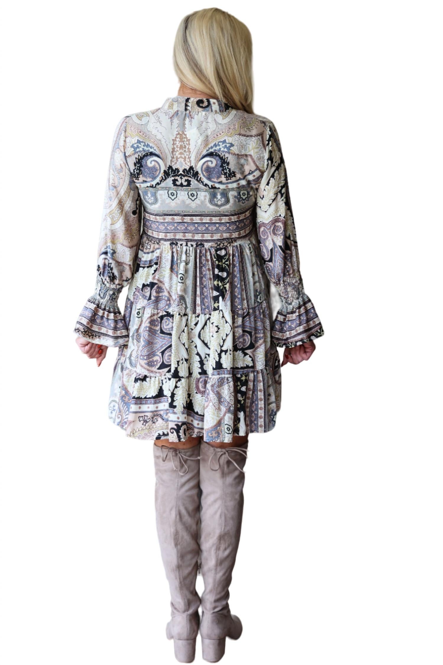 Paani - Boho Short Baby Doll Paisley Dress