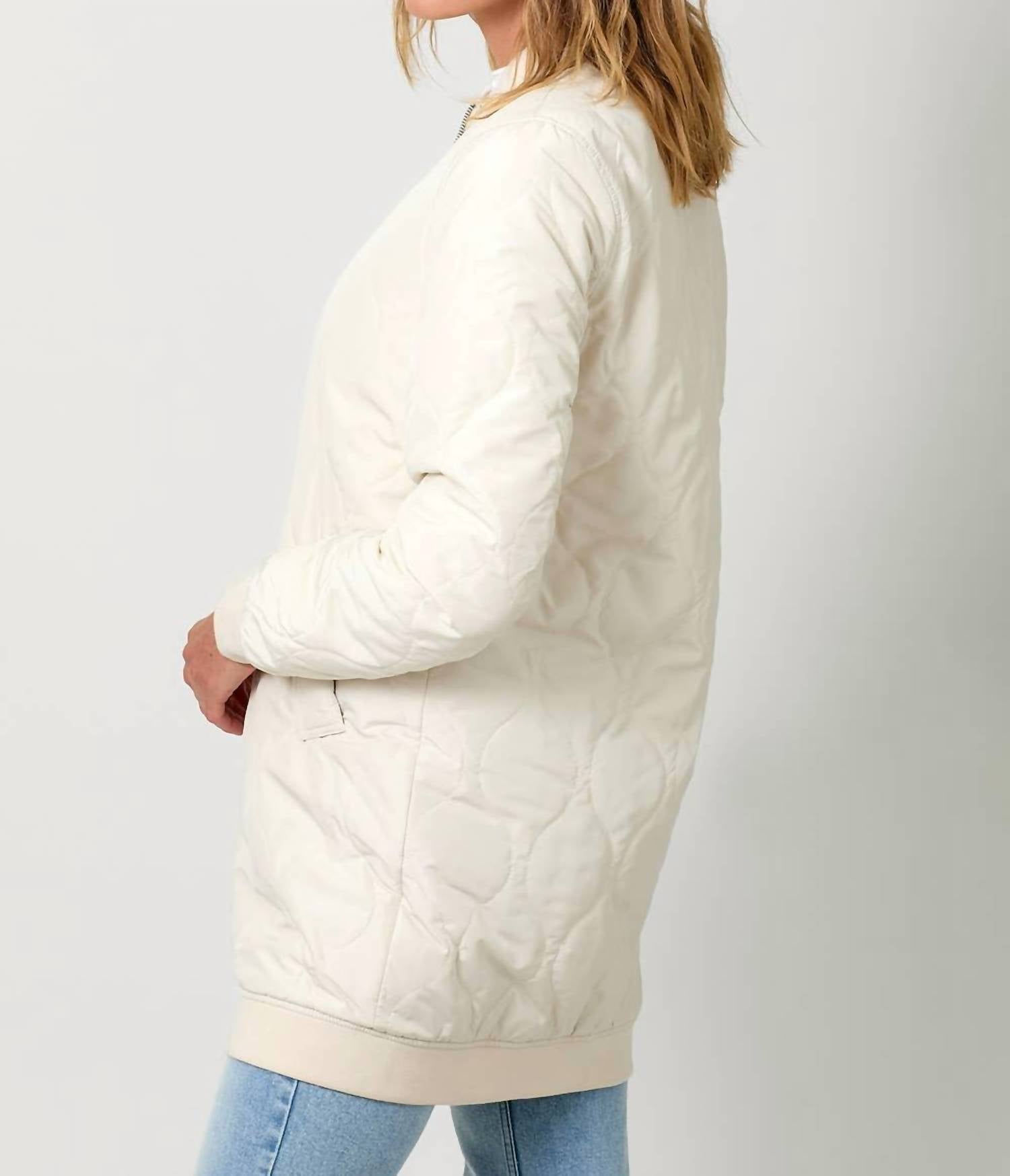 Mystree - Quilted Long Bomber Jacket