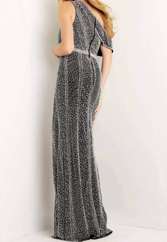 Jovani - Off the Shoulder Beaded Prom Dress