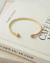 Sami Jewels - Twisted Bangle Cuff With Cubic Zirconia - 6.75
