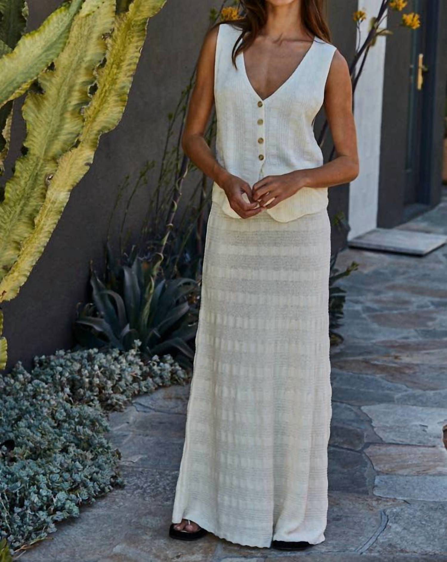 By Together Lori Knit Sweater Vest in cream - women's jacket
