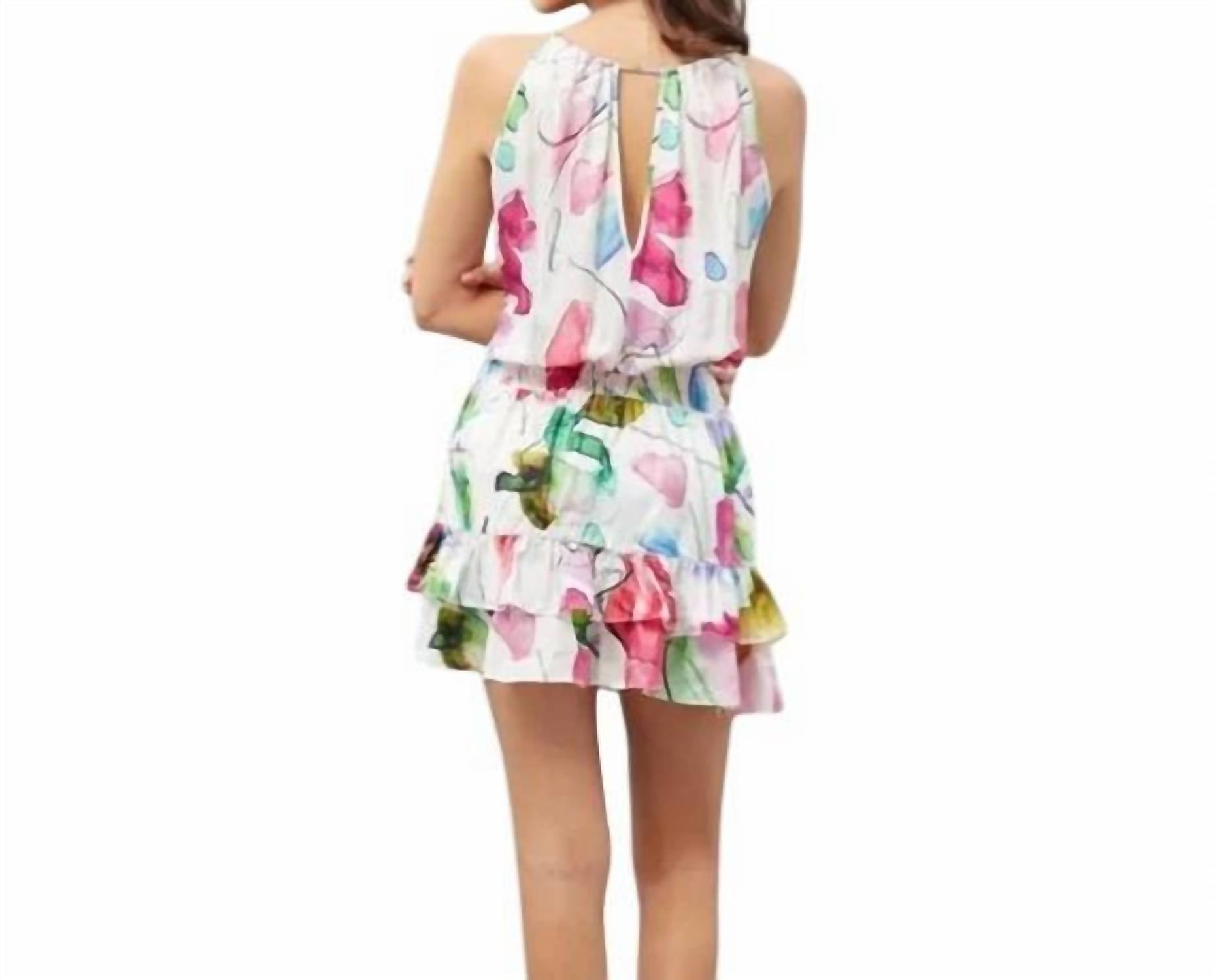 Lola & Sophie Floral Halter Mini Dress - women's dress - detail view
