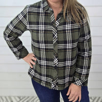 Keren Hart - High Low Button Down Plaid Flannel Shirt