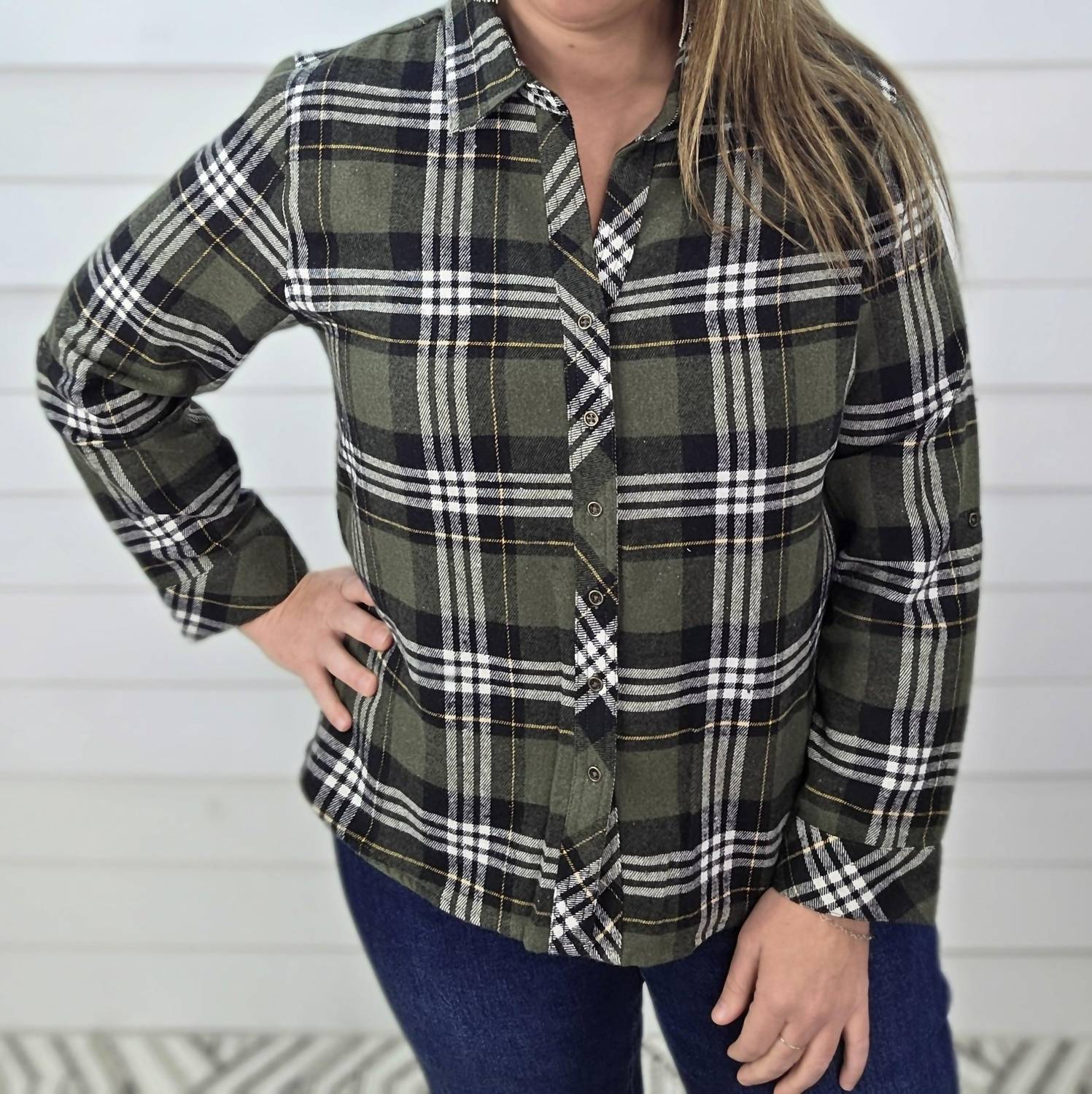 Keren Hart - High Low Button Down Plaid Flannel Shirt