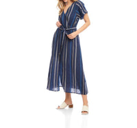 Karen Kane - Embroidered Cuffed Sleeve Midi Dress