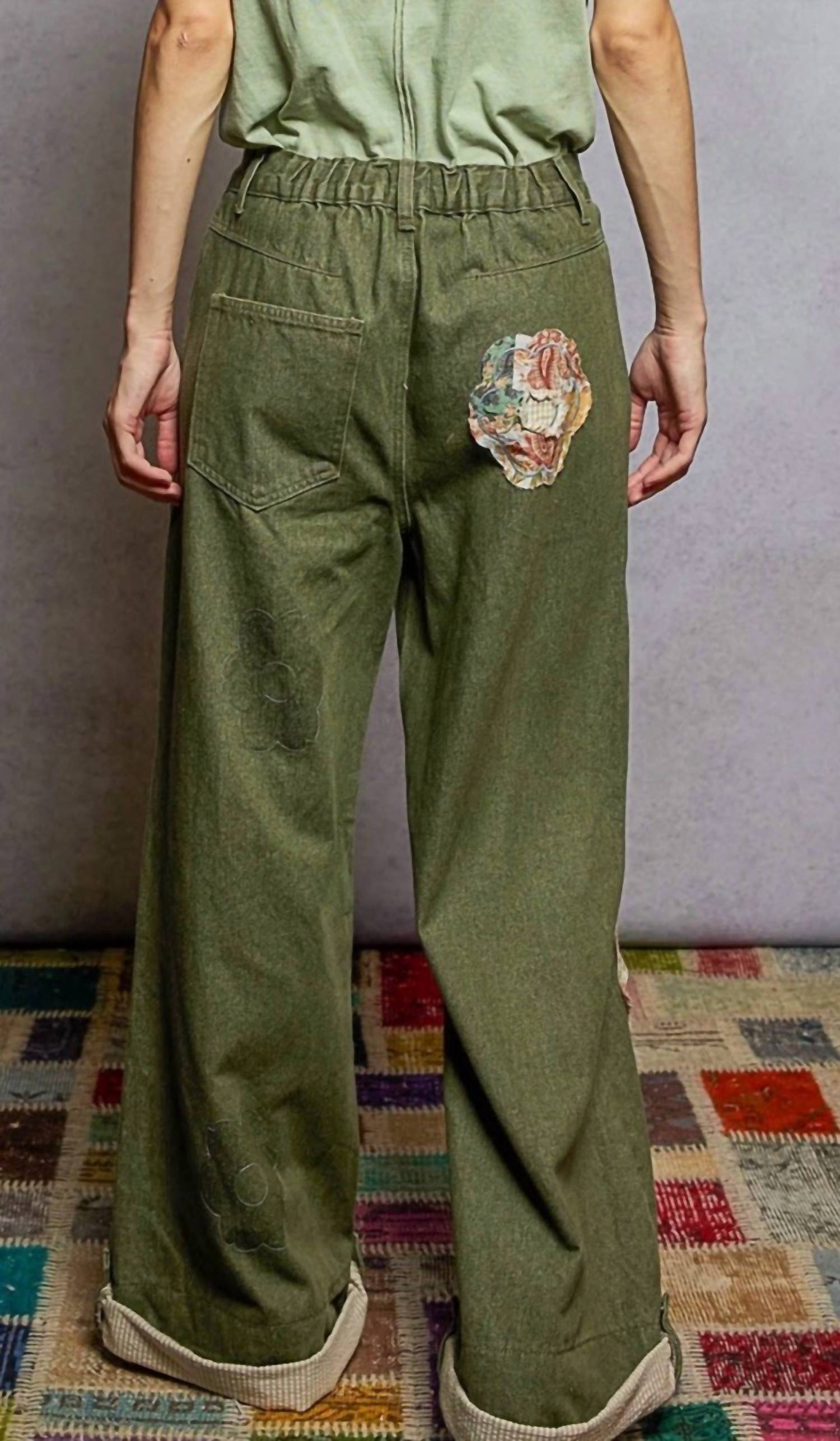 Pol - Wildflower Patchwork Denim Pants