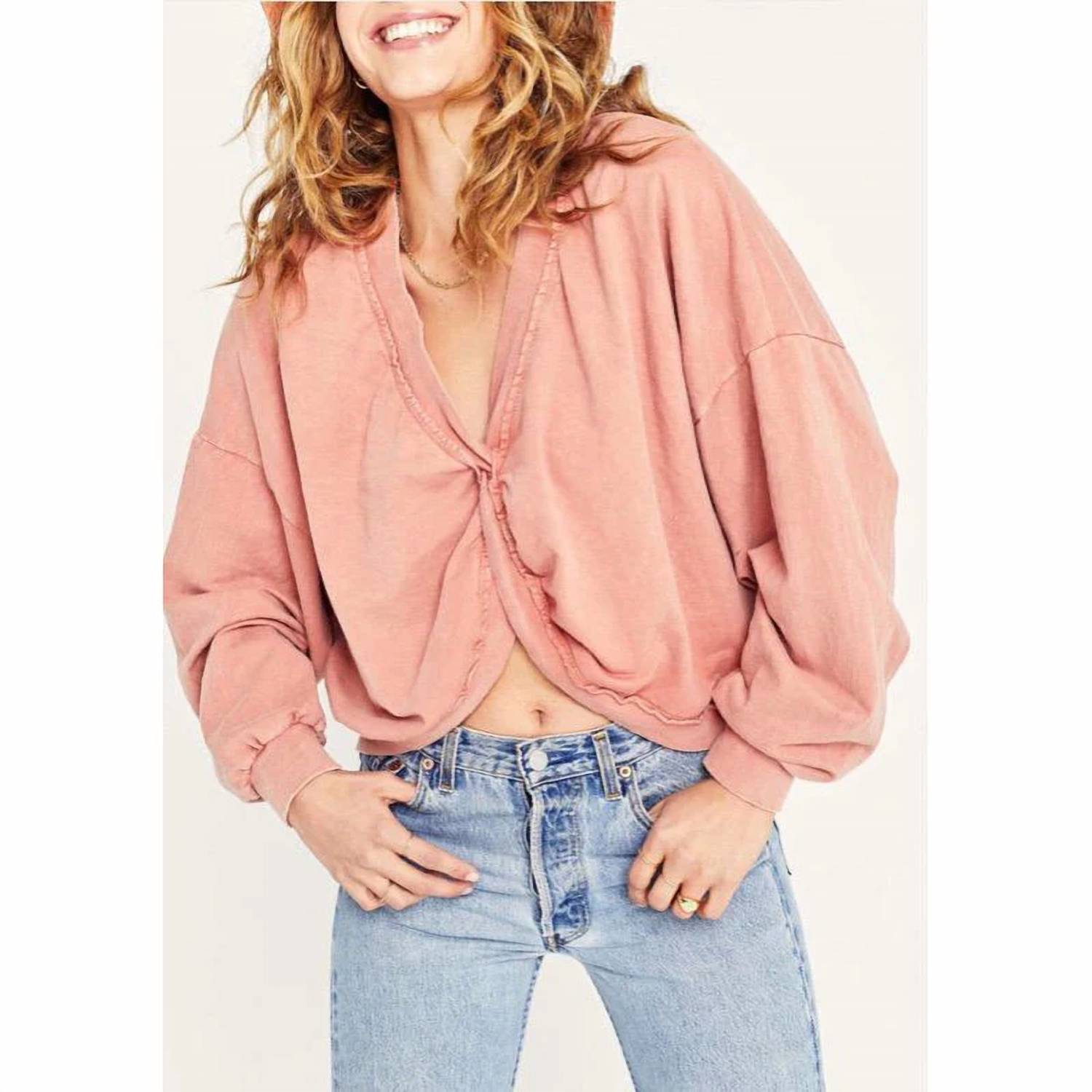 PROJECT SOCIAL T Got It All Twisted Sweatshirt in glowing rose - women's top