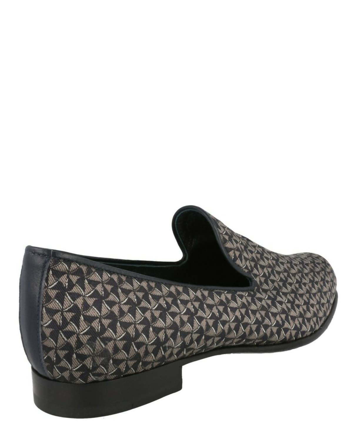 Brioni Men's Geometeric Pattern Slip-on Loafers in midnight blue beige - men's loafer - alternate view