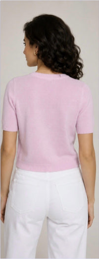 Autumn Cashmere - Cropped Short Sleeve Crew Sweater