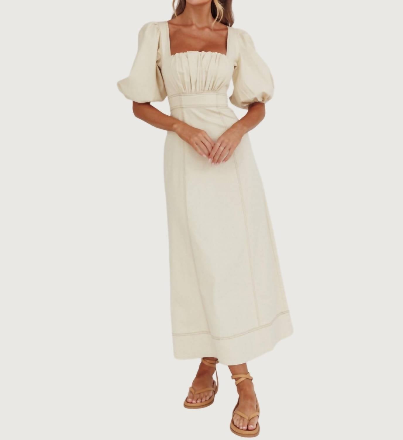 One And Only Collective - Brooke Puff Sleeve Contrast Stitch Dress