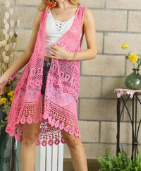 CROCHET LACE SLEEVELESS VEST CARDIGAN