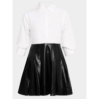 Simkhai - Padma Poplin Faux Leather Combo Mini Dress