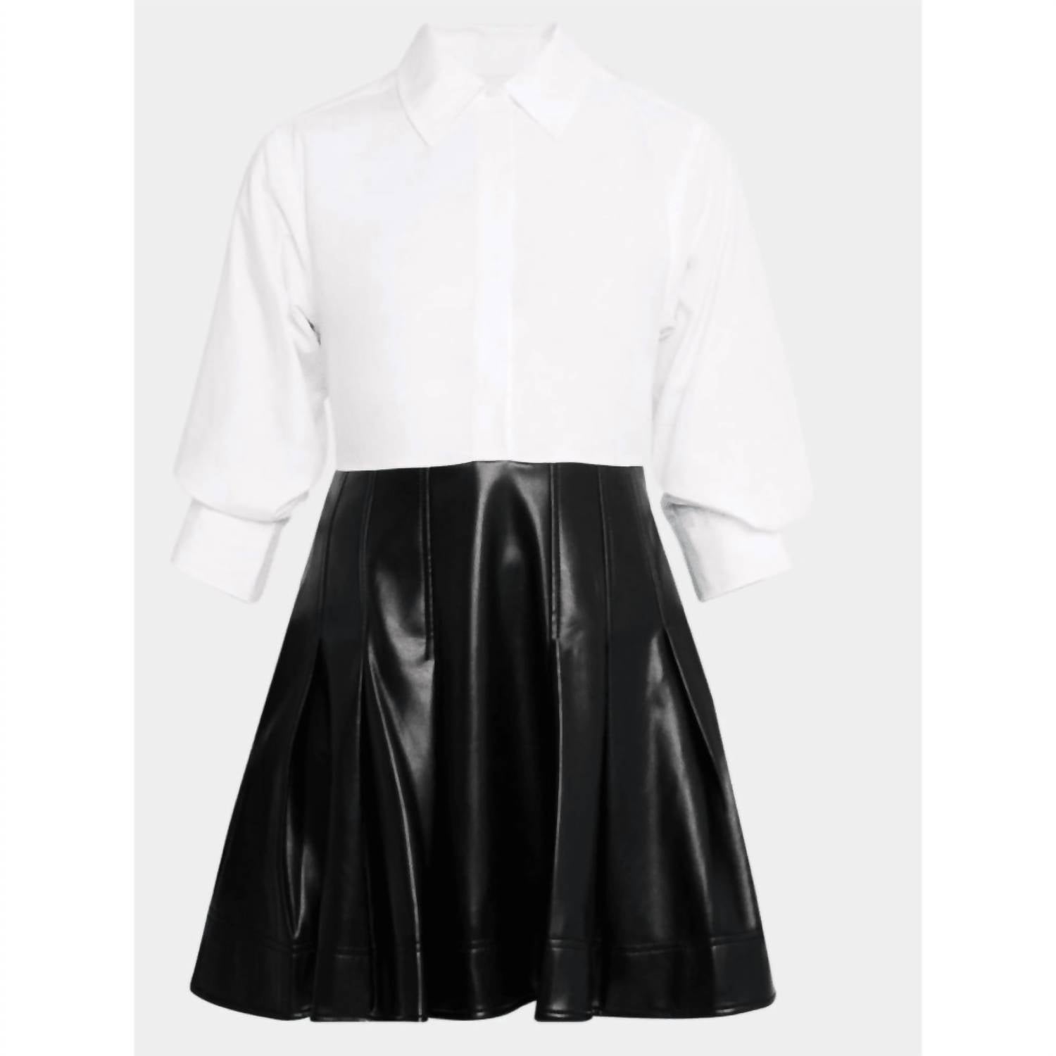 Simkhai - Padma Poplin Faux Leather Combo Mini Dress