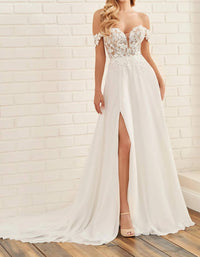 Enchanting By Mon Cheri - Off-the-shoulder A-line Wedding Dress