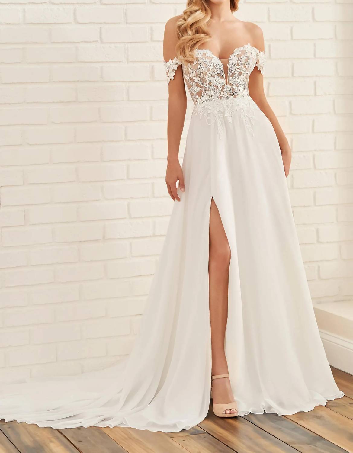 Enchanting By Mon Cheri - Off-the-shoulder A-line Wedding Dress