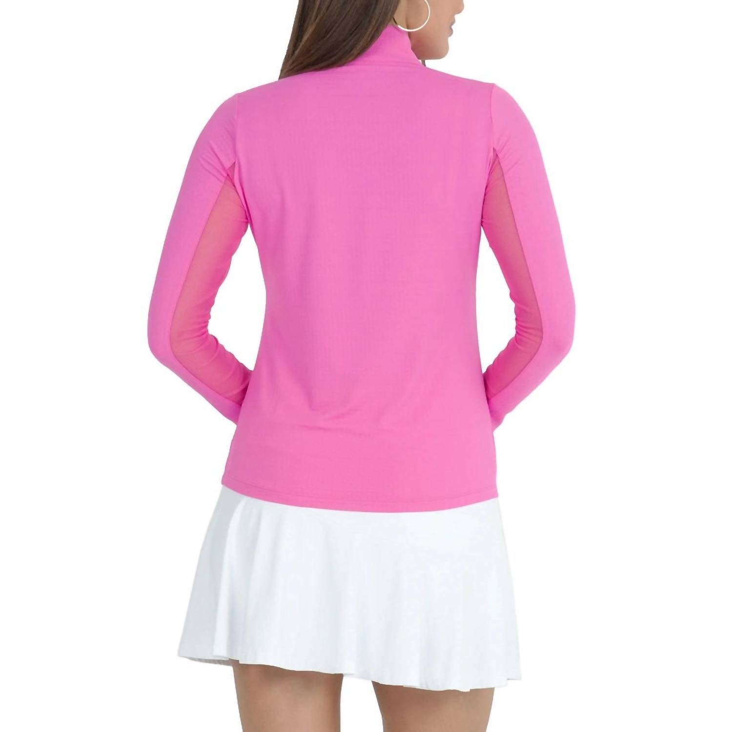 Ibkul - Zip Mock Neck Solid Top