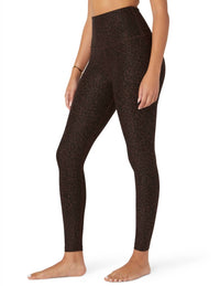 BEYOND YOGA Softmark Caught In The Midi High Waisted Legging in the midi high waisted legging in espresso leopard - women's pants - alternate view