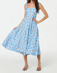 ASTR Lillian Polka Dot Midi Dress in blue rust - women's dress - view 4