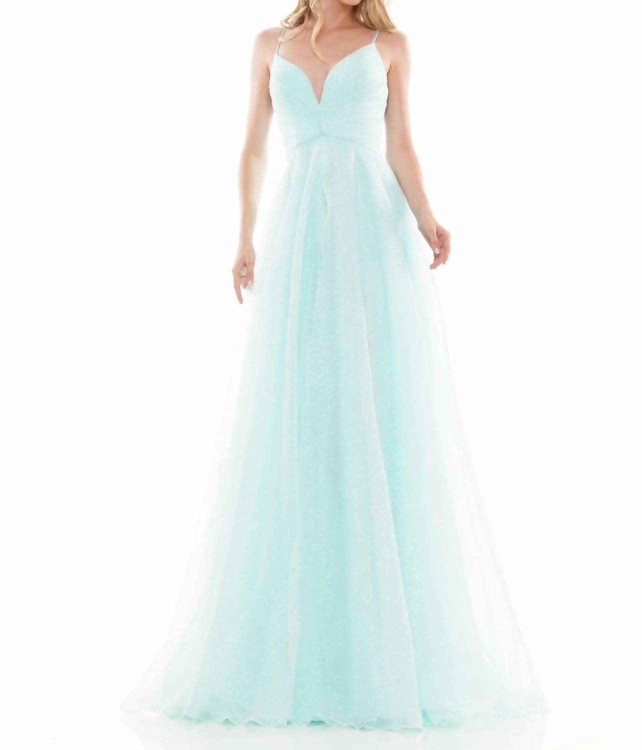 Colors Dress - Glitter Mesh A-line Long Dress