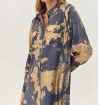 Jodifl - Metallic Tie-Dye Shirt Dress