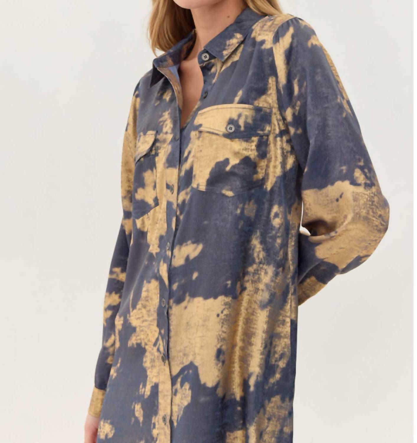 Jodifl - Metallic Tie-Dye Shirt Dress