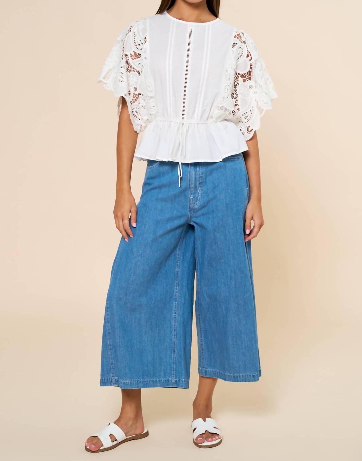 Lalavon - Lace Eyelet Blouse