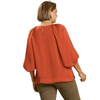 Umgee - Washed Satin Balloon Sleeve Top