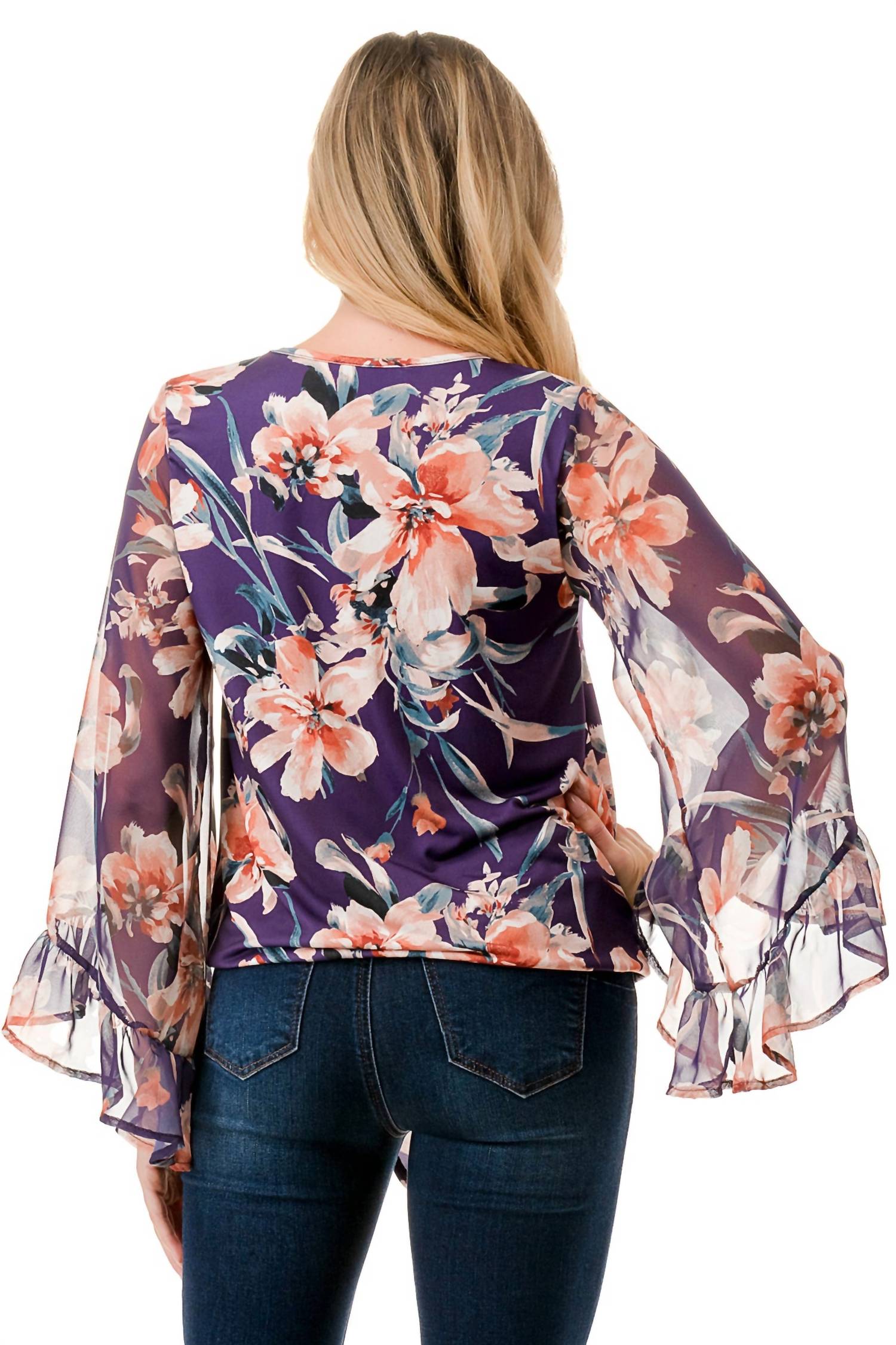 Vava - JANE V-NECK RUFFLE SLEEVE TOP