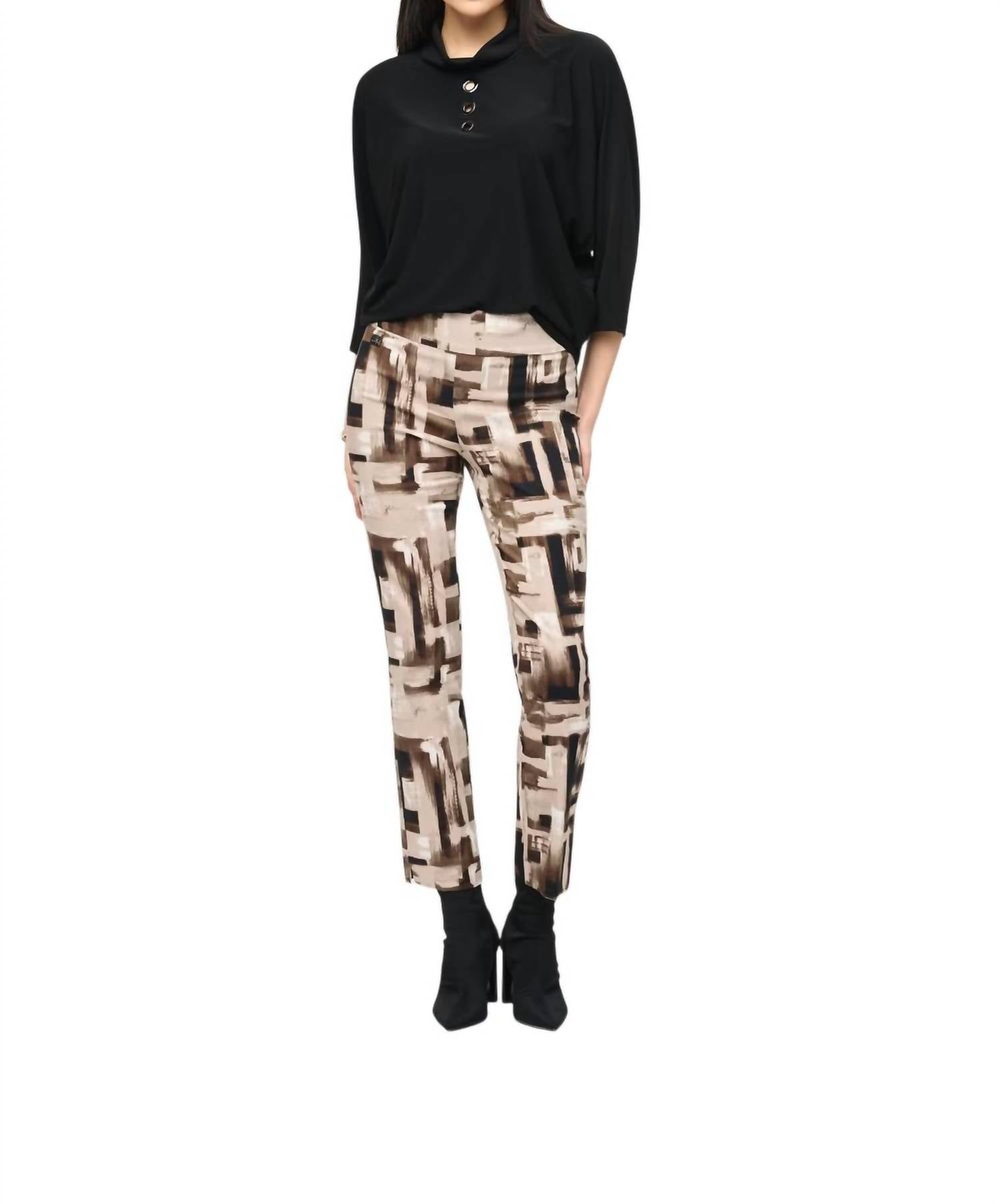 Joseph Ribkoff Slim Fit Full Length Trousers in vanilla multi - women's pants - alternate view