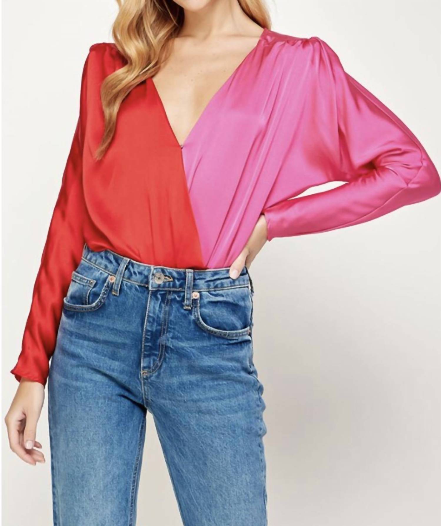 Strut & Bolt - KOSLOW CROSSOVER V-NECK TWO-TONE BODYSUIT