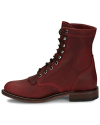 Justin Women's Lace Up Roper Boots in wine - women's shoe