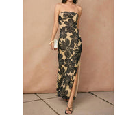 Dress Forum - Linen Strapless Tie Back Maxi Dress
