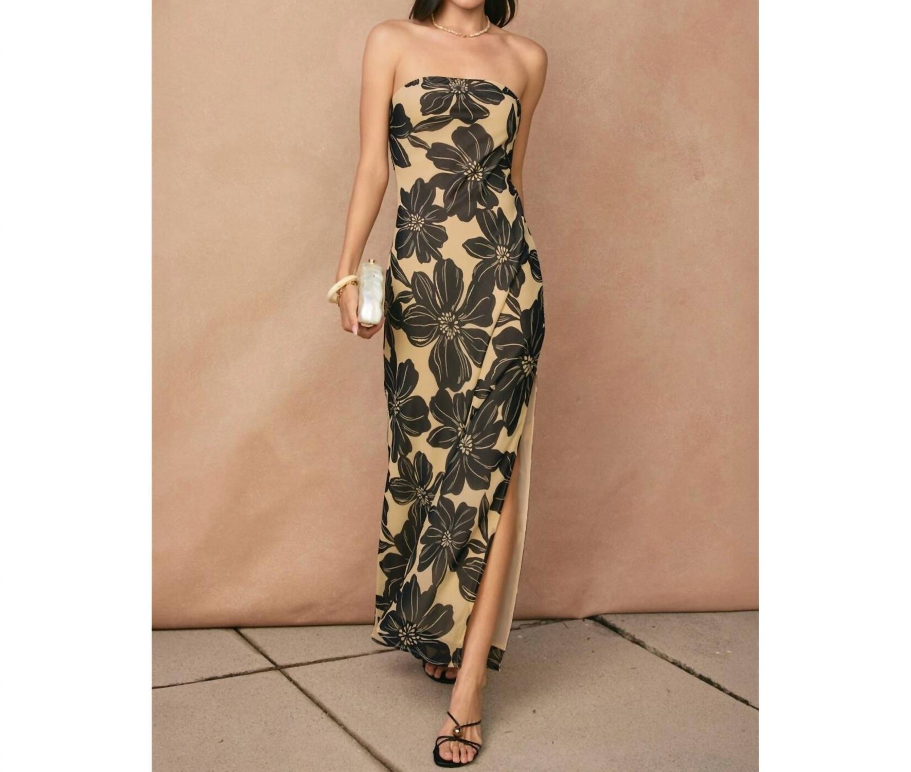 Dress Forum - Linen Strapless Tie Back Maxi Dress