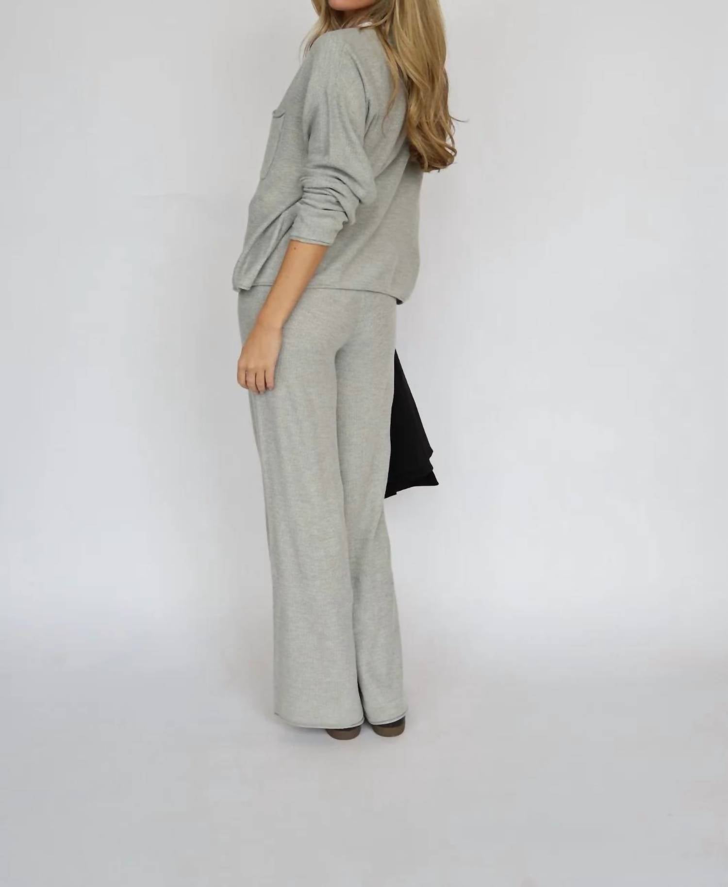 ELAN Drawstring Light Pant in grey - women's pants - detail view
