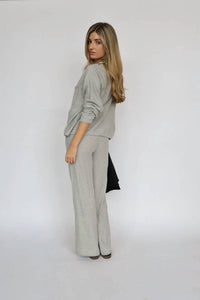 ELAN Drawstring Light Pant in grey - women's pants - alternate view