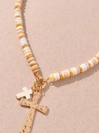 Merveille - Women's Bead Cross Pendant Necklace