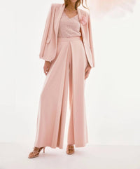 Joseph Ribkoff - Sequined Rosette Brooch Blazer Jacket