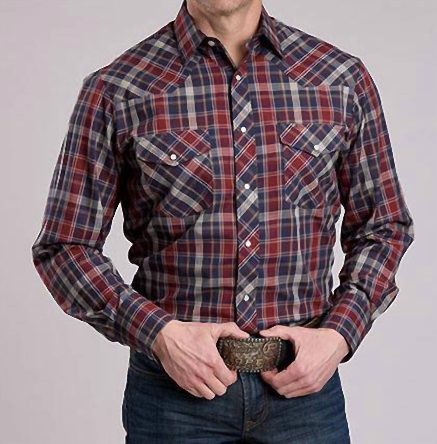 Roper - Men's Button Down Plaid Long Sleeve Shirt